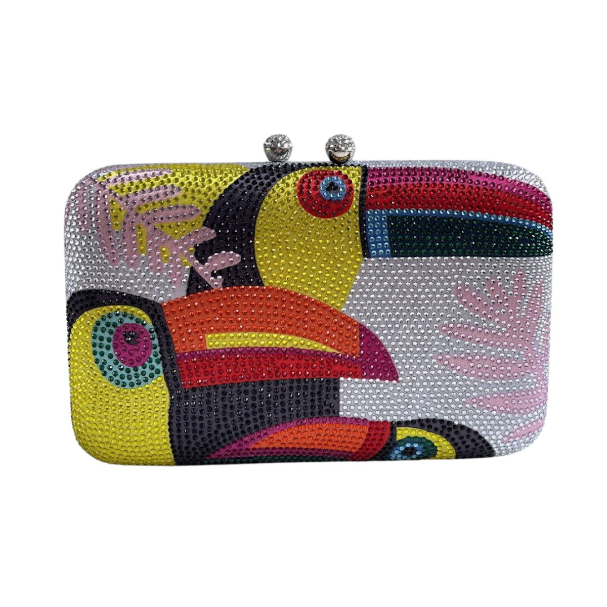 Bolsa de Festa Clutch Pedraria Prata Toucan