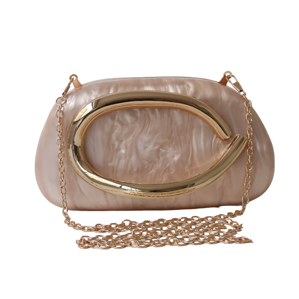 Bolsa de Festa Clutch Acrílico Perolada Champagne