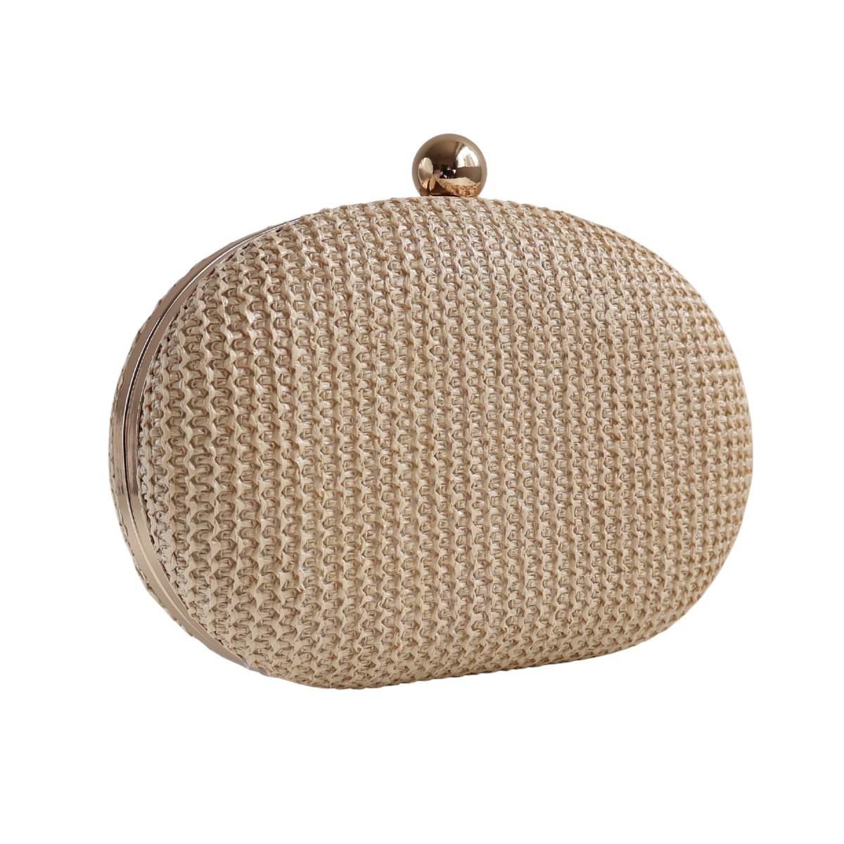 Bolsa Clutch Festa Oval Palha Bege Claro