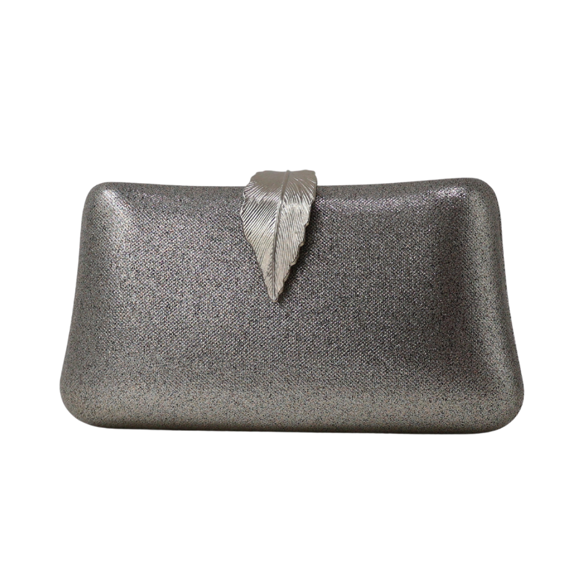 Bolsa Clutch Festa Fecho de Folha Prata Envelhecida