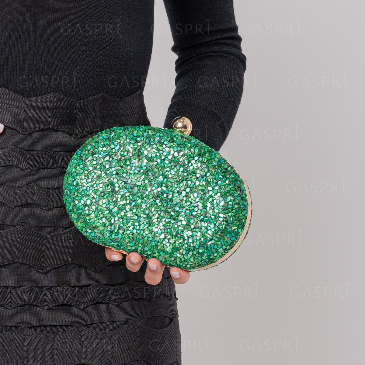 Bolsa Festa Clutch Pedraria Verde Oval