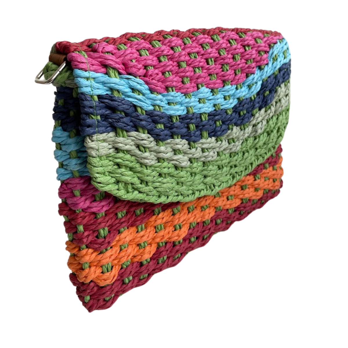 Bolsa Carteira Envelope de Palha Colorida