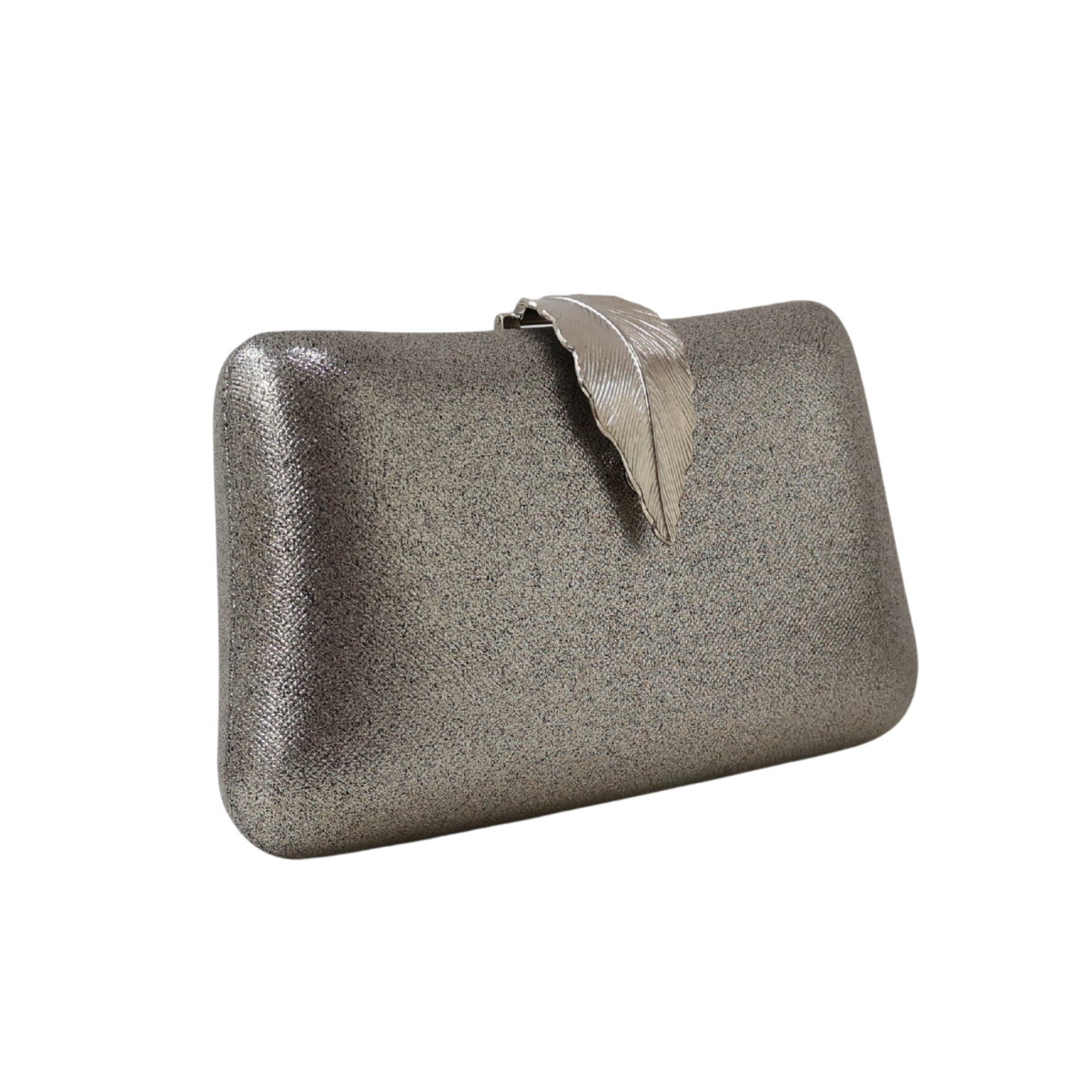 Bolsa Clutch Festa Fecho de Folha Prata Envelhecida