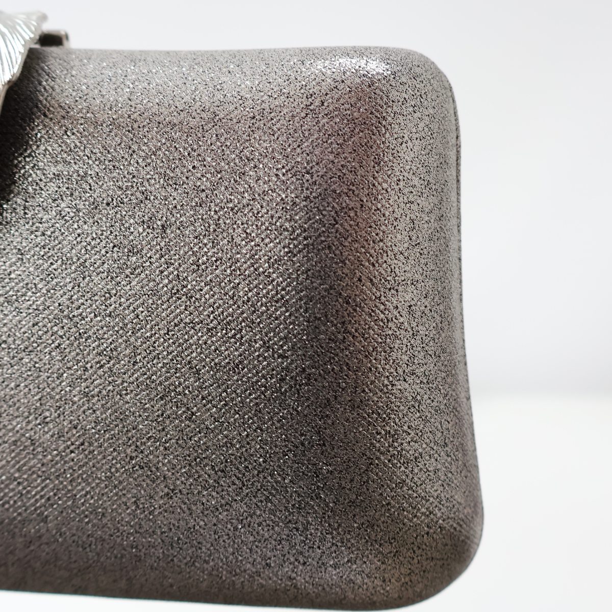 Bolsa Clutch Festa Fecho de Folha Prata Envelhecida