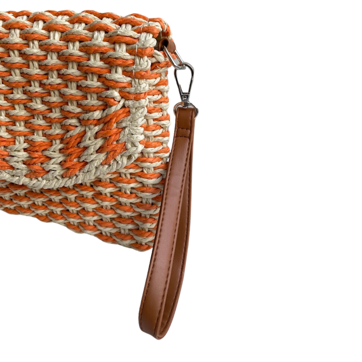 Bolsa Carteira Envelope de Palha Laranja