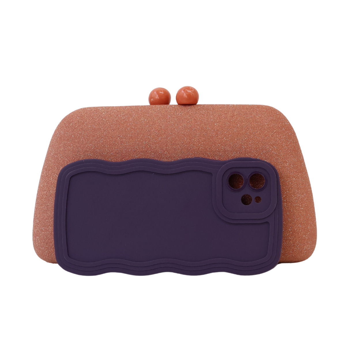 Bolsa de Festa Clutch Laranja Terracota Brilho