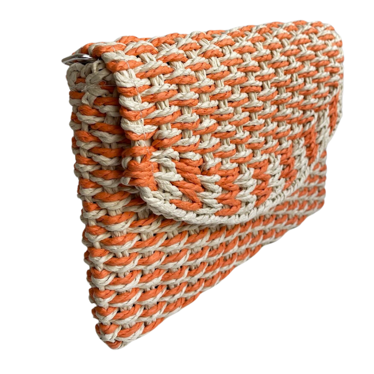 Bolsa Carteira Envelope de Palha Laranja