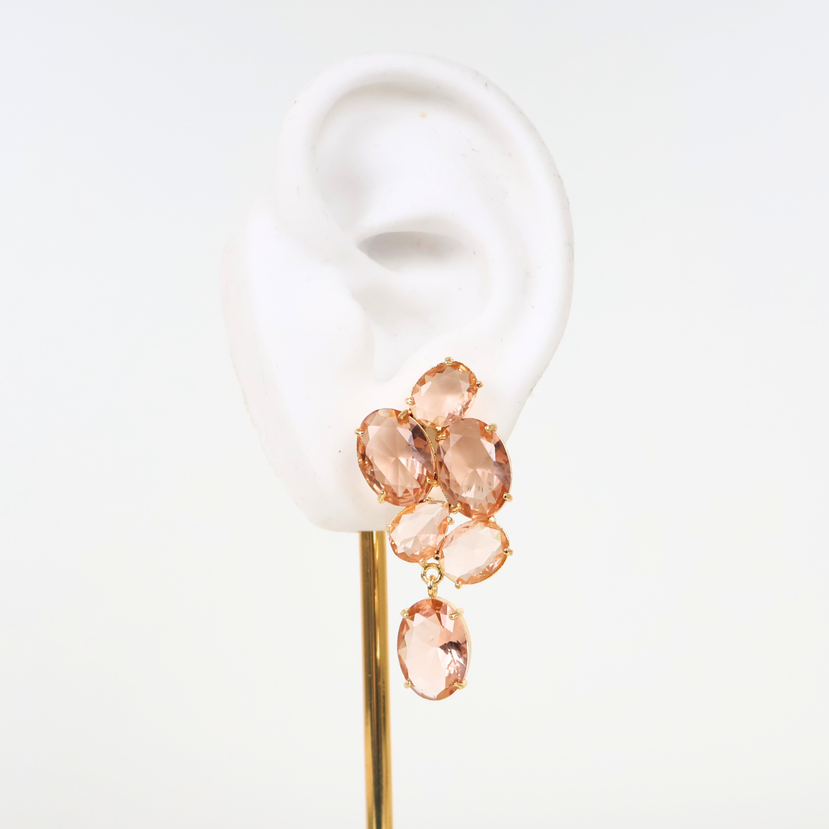 Brinco Dourado e Cristal Champagne - Semijoia
