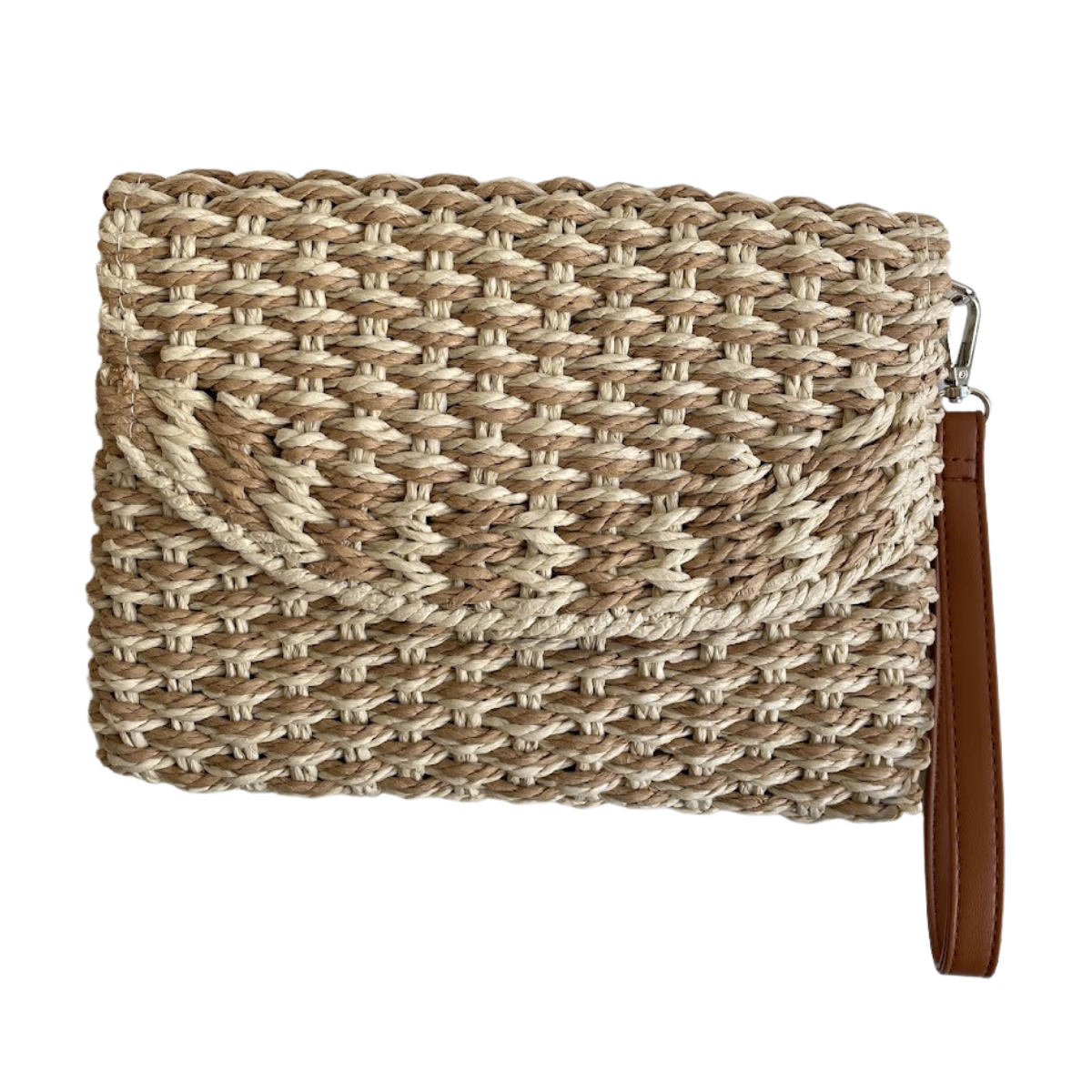 Bolsa Carteira Envelope de Palha Bege