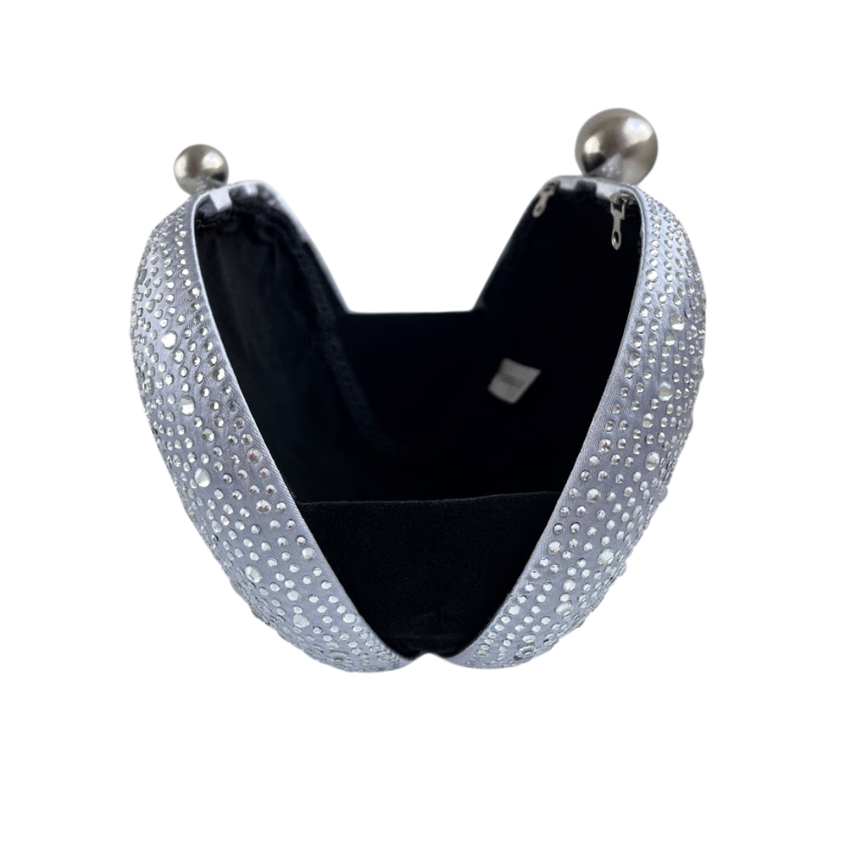 Bolsa Festa Clutch Pedraria Strass Oval Prata