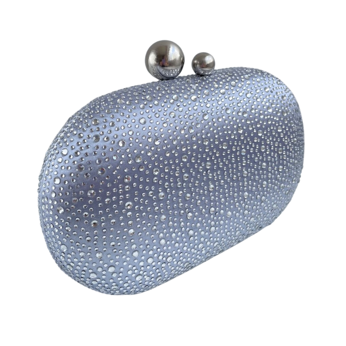 Bolsa Festa Clutch Pedraria Strass Oval Prata