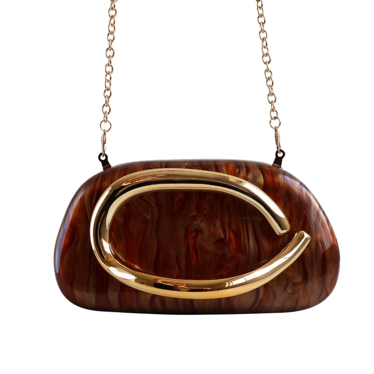 Bolsa de Festa Clutch Acrílico Perolada Marrom