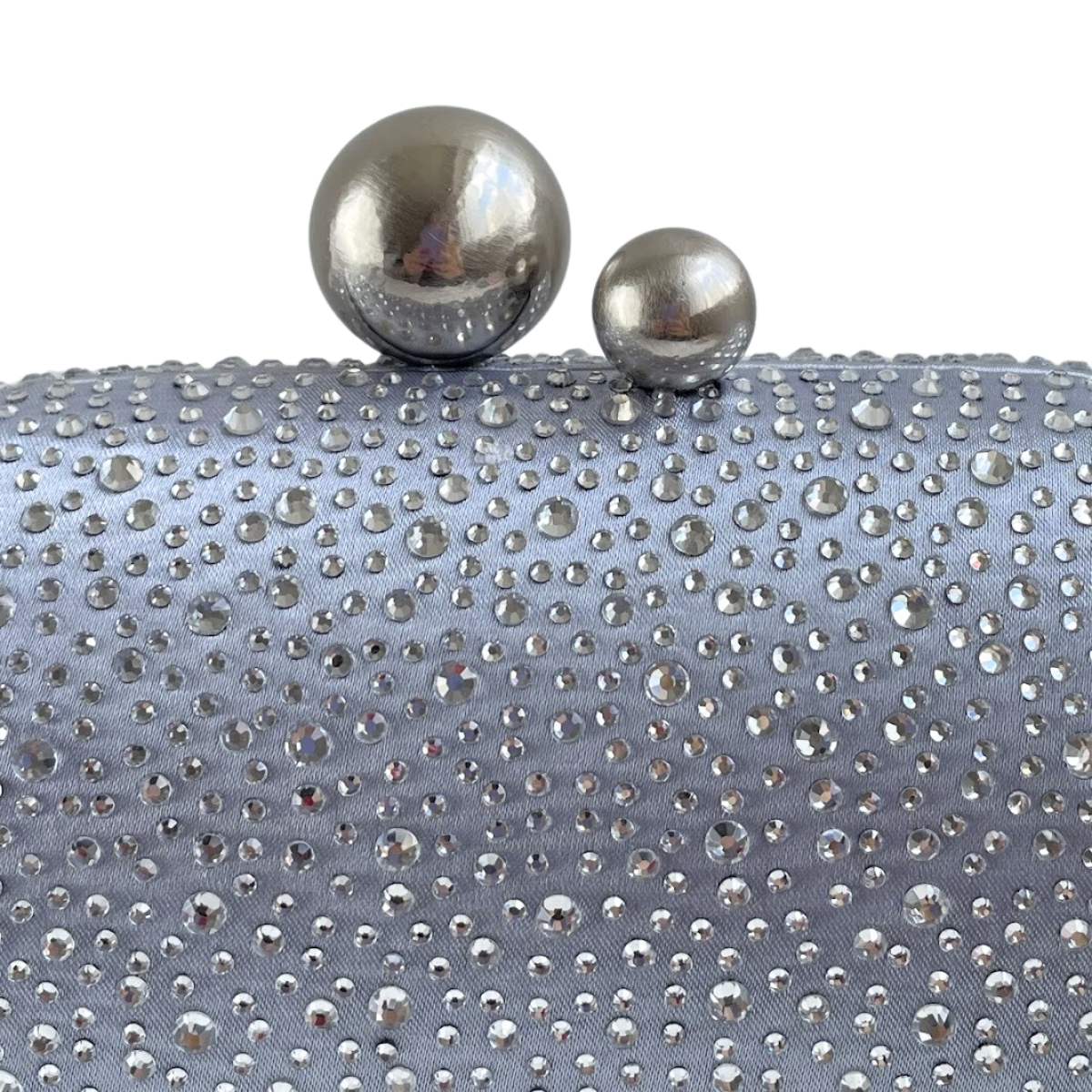 Bolsa Festa Clutch Pedraria Strass Oval Prata