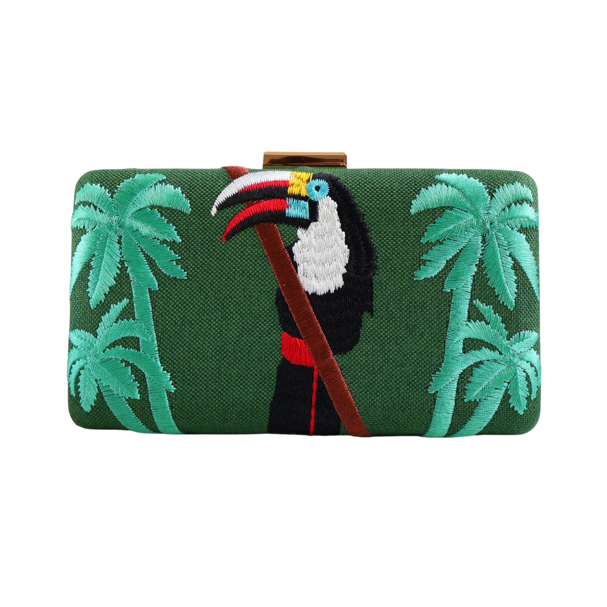 Bolsa de Festa Clutch Tecido Verde Toucan