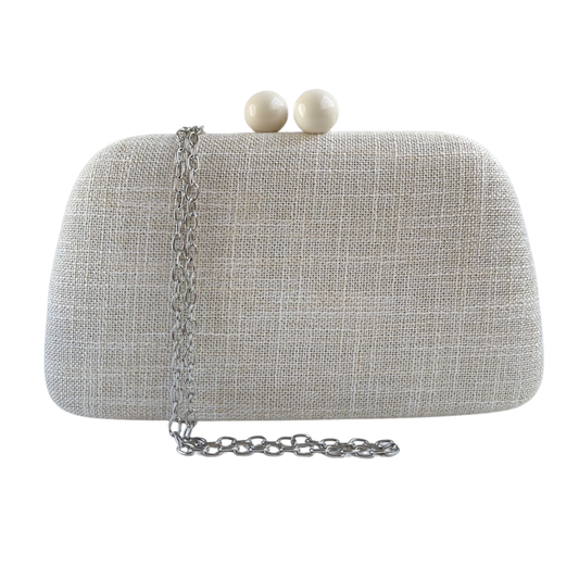 Bolsa de Festa Clutch Linho Branco