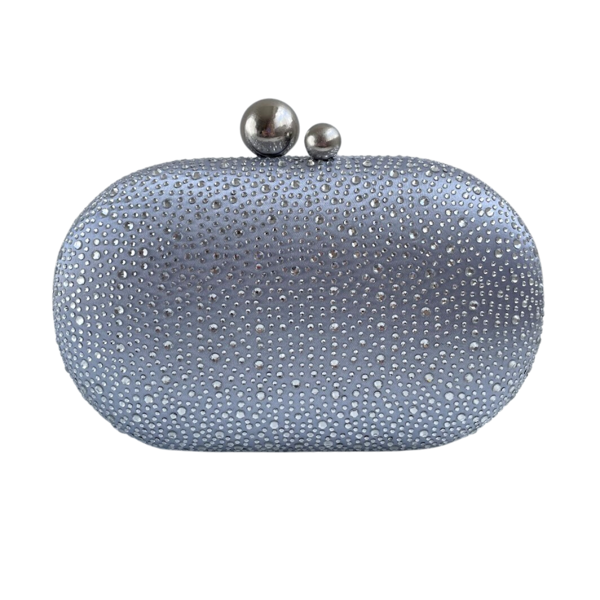 Bolsa Festa Clutch Pedraria Strass Oval Prata