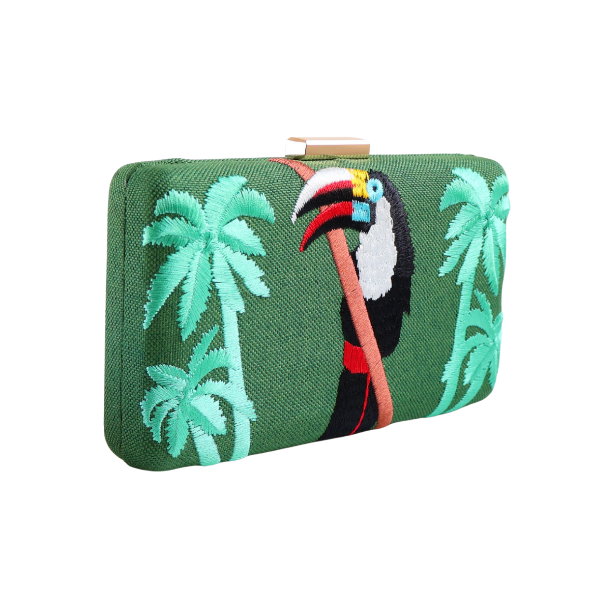Bolsa de Festa Clutch Tecido Verde Toucan