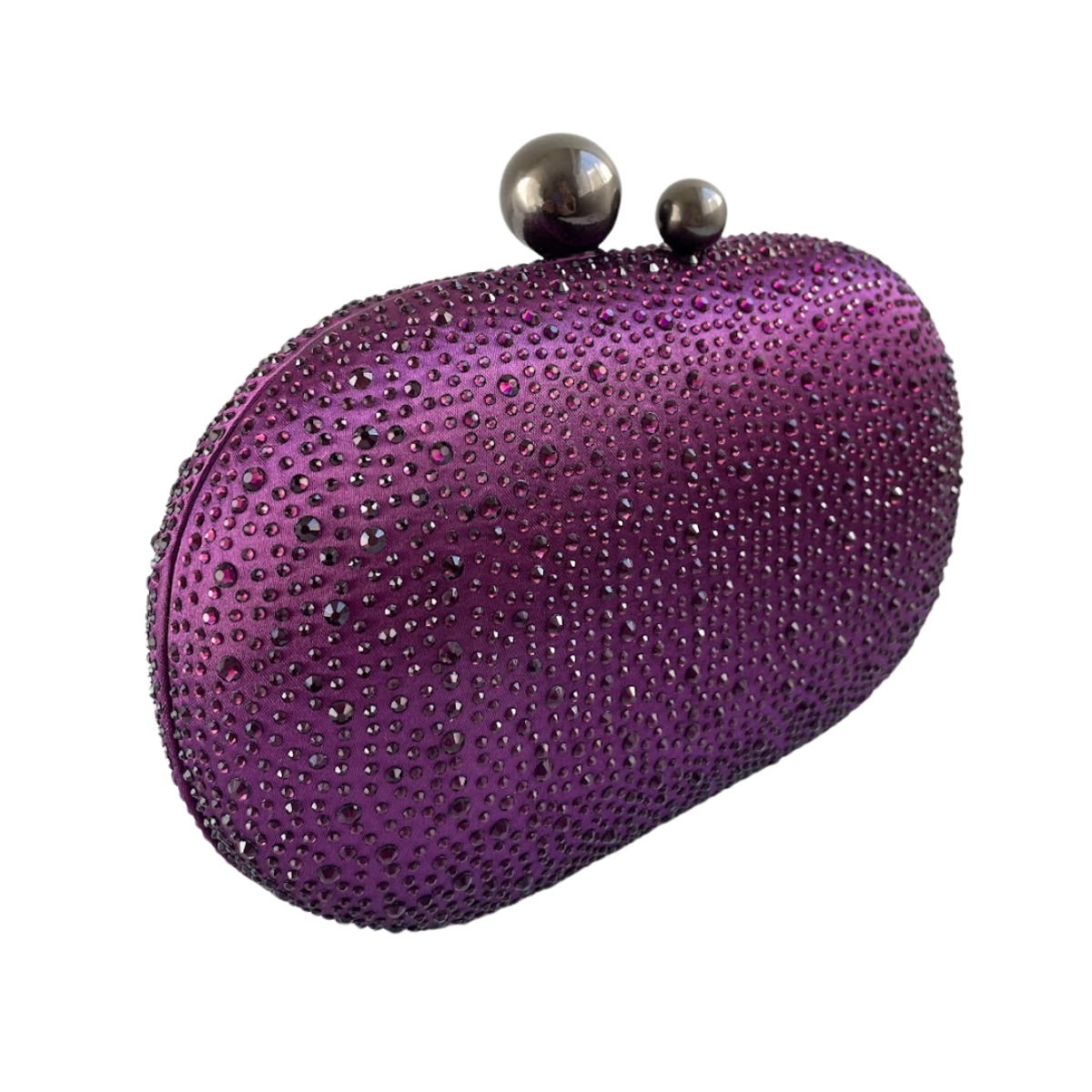 Bolsa Festa Clutch Pedraria Strass Oval Roxo