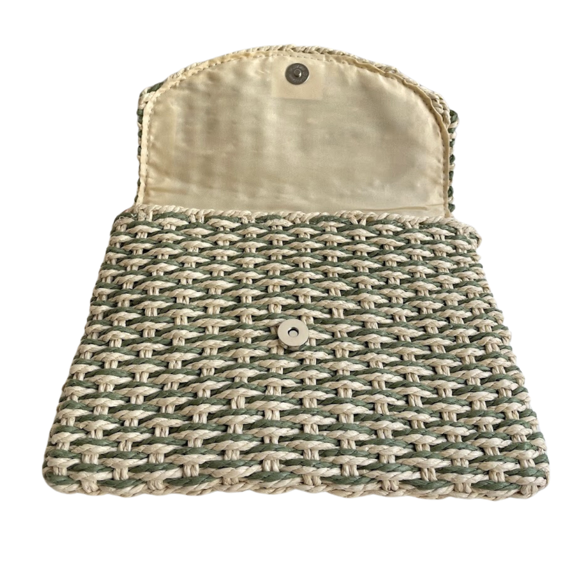 Bolsa Carteira Envelope de Palha Verde