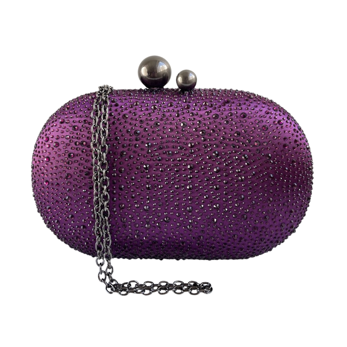 Bolsa Festa Clutch Pedraria Strass Oval Roxo