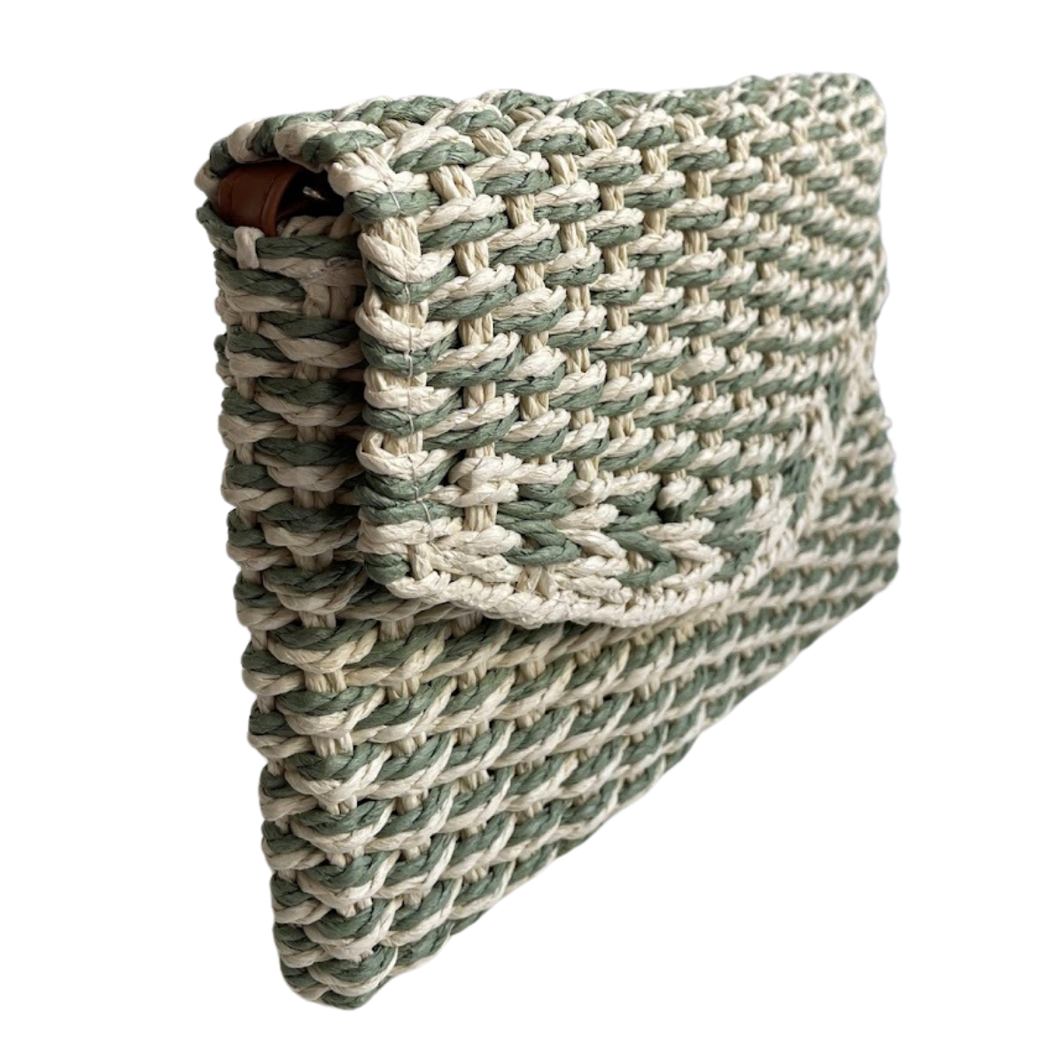 Bolsa Carteira Envelope de Palha Verde