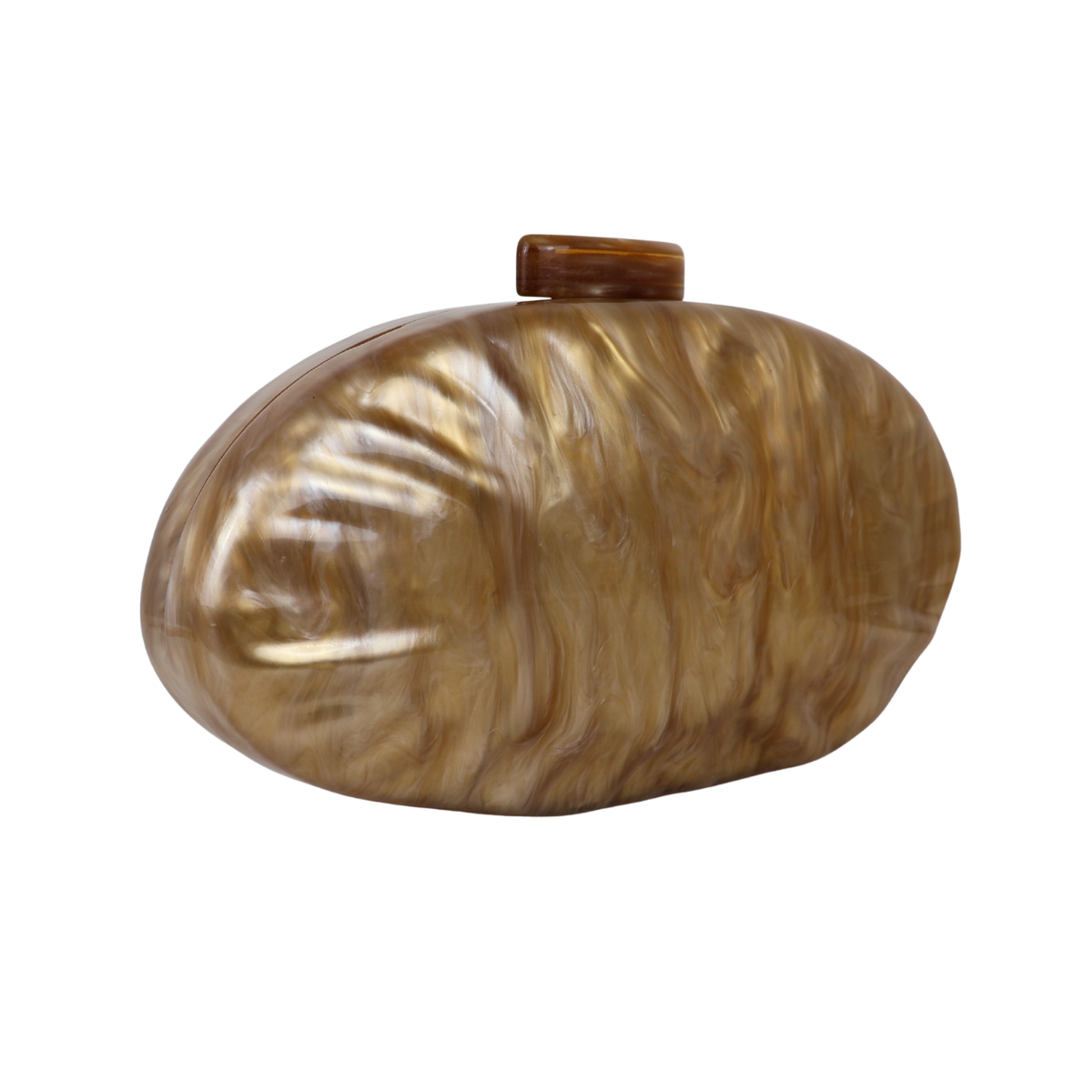 Bolsa Clutch Festa Acrílico Oval Caramelo