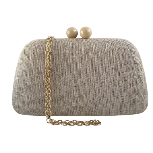 Bolsa de Festa Clutch Linho Bege Claro