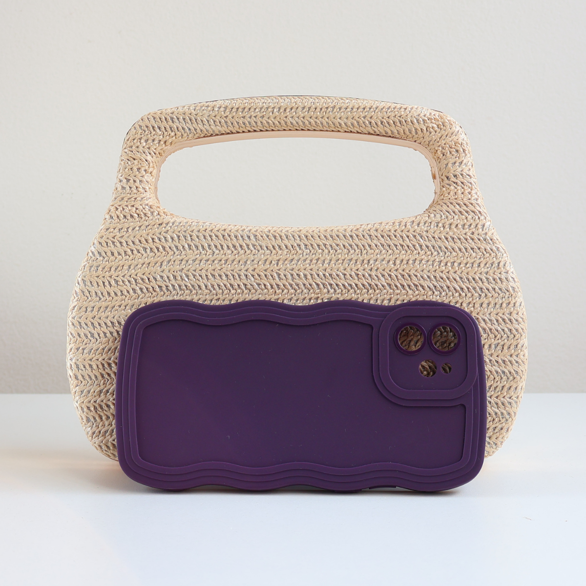 Bolsa de Mão Clutch Festa Palha Bege Claro