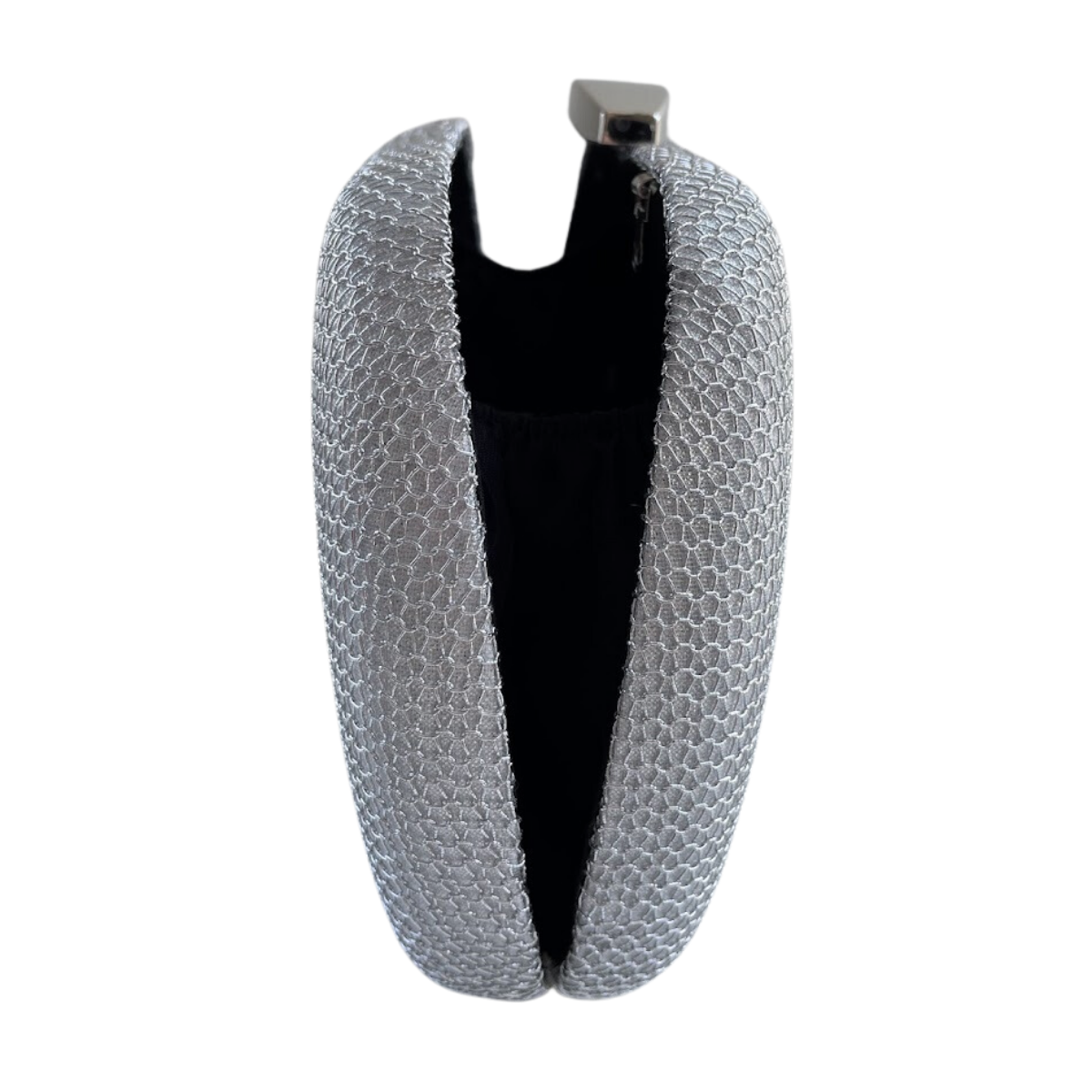 Bolsa Festa Clutch Malha Metalizada Prata
