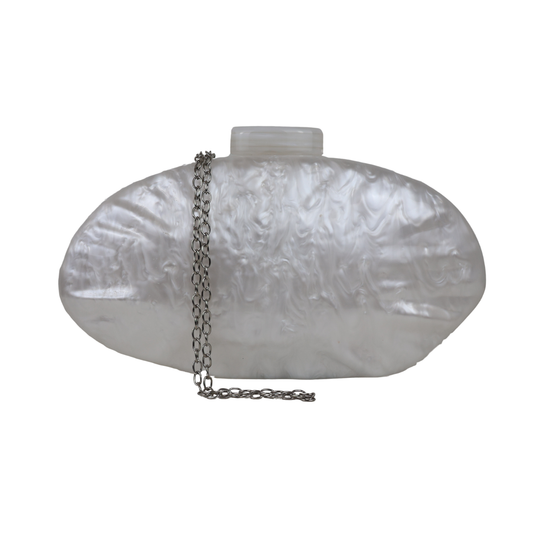 Bolsa Clutch Festa Acrílico Oval Branca