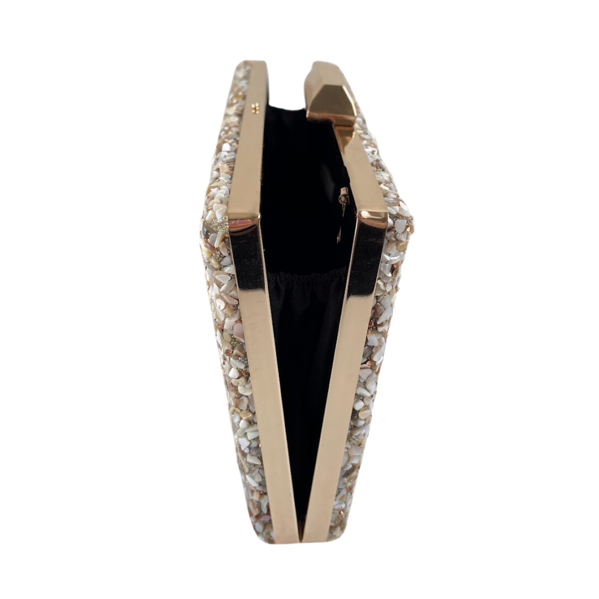 Bolsa Festa Clutch Pedraria Bege