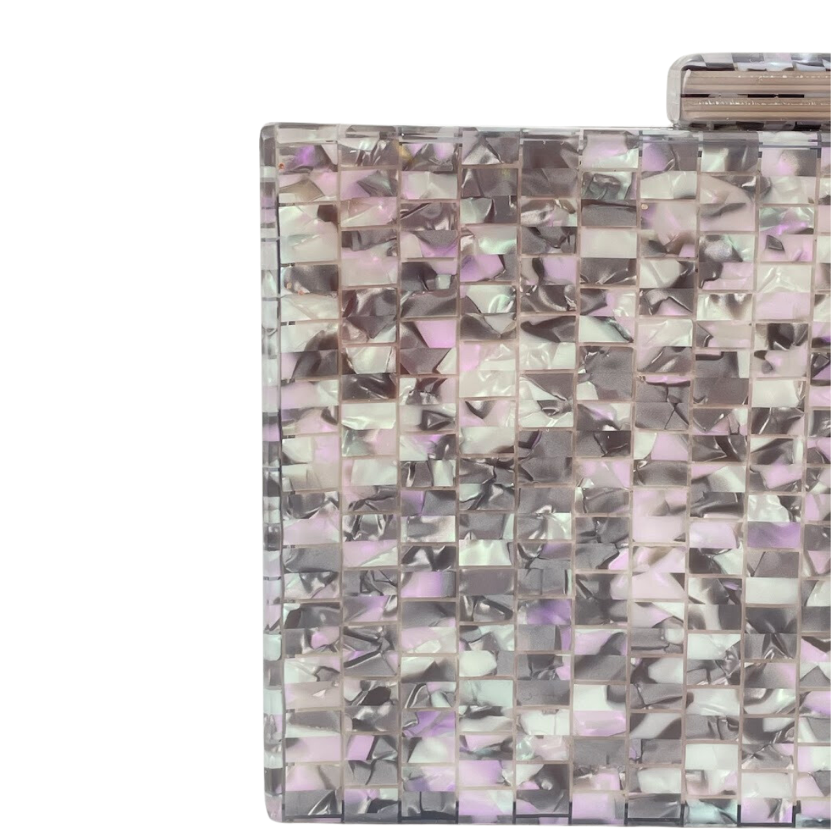 Bolsa de Festa Clutch Acrílico Perolada Cinza Escuro