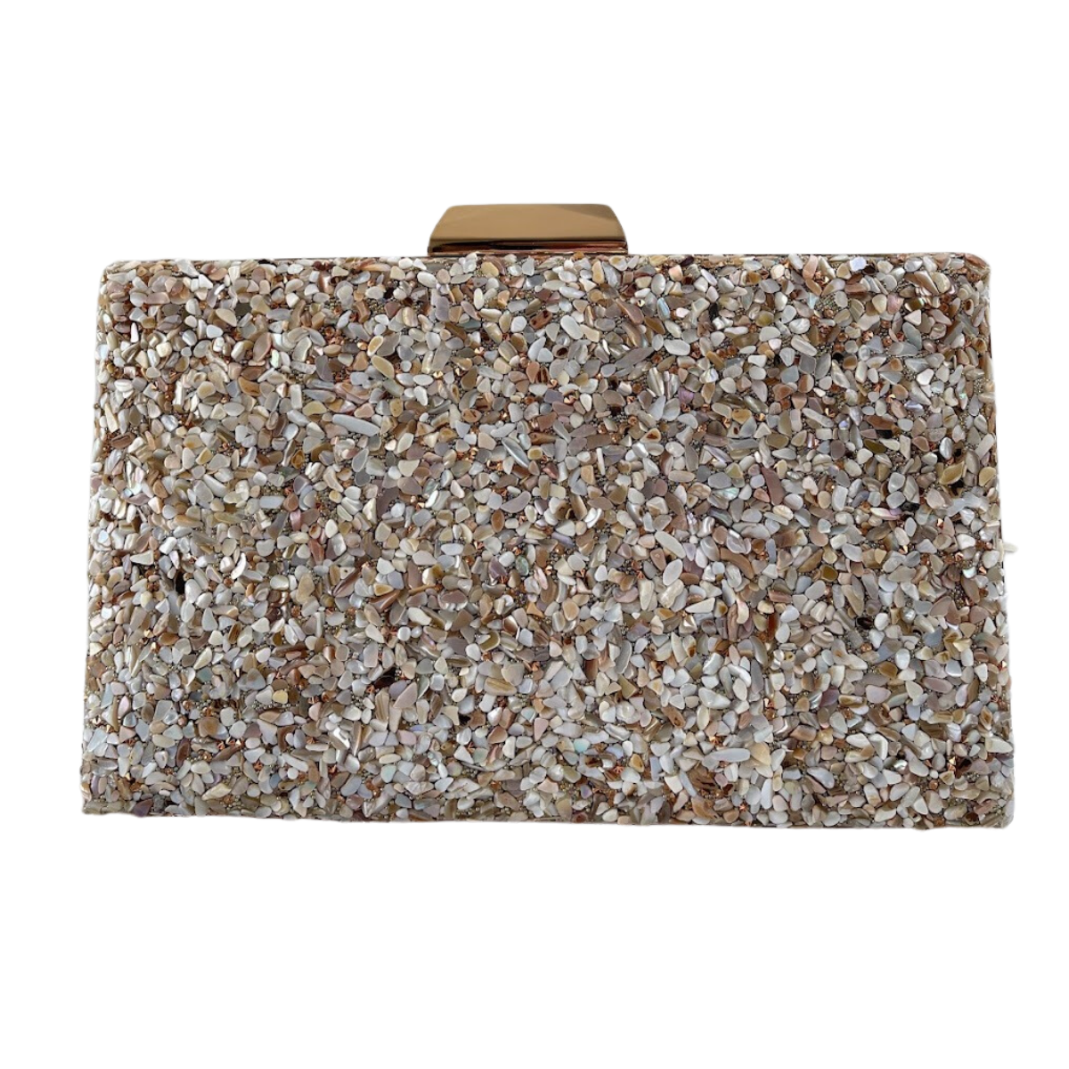Bolsa Festa Clutch Pedraria Bege