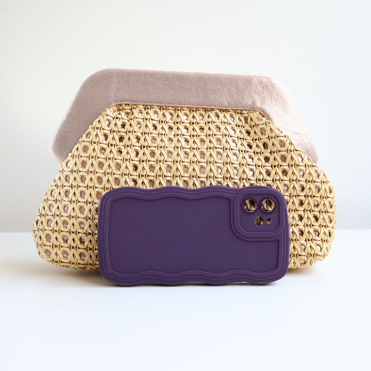 Bolsa Pouch Festa Clutch Palha Bege