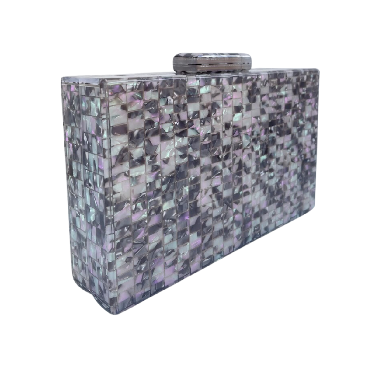 Bolsa de Festa Clutch Acrílico Perolada Cinza Escuro