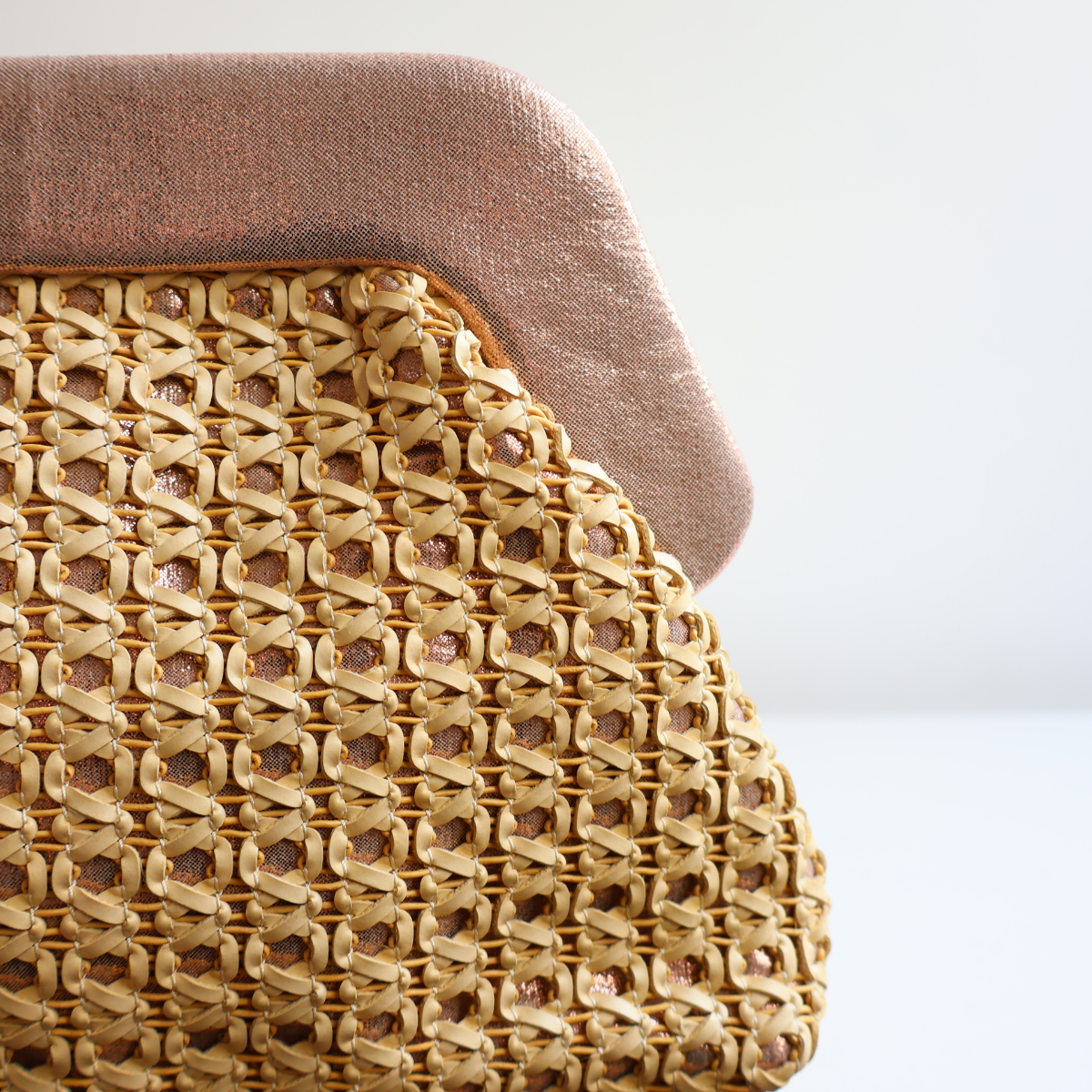 Bolsa Pouch Festa Clutch Palha Bege