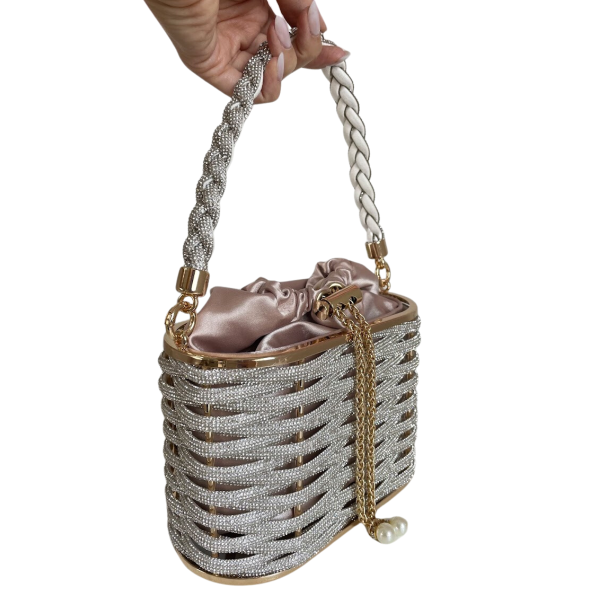 Bolsa de Festa Transversal Tecido Trançado Strass - ReUse