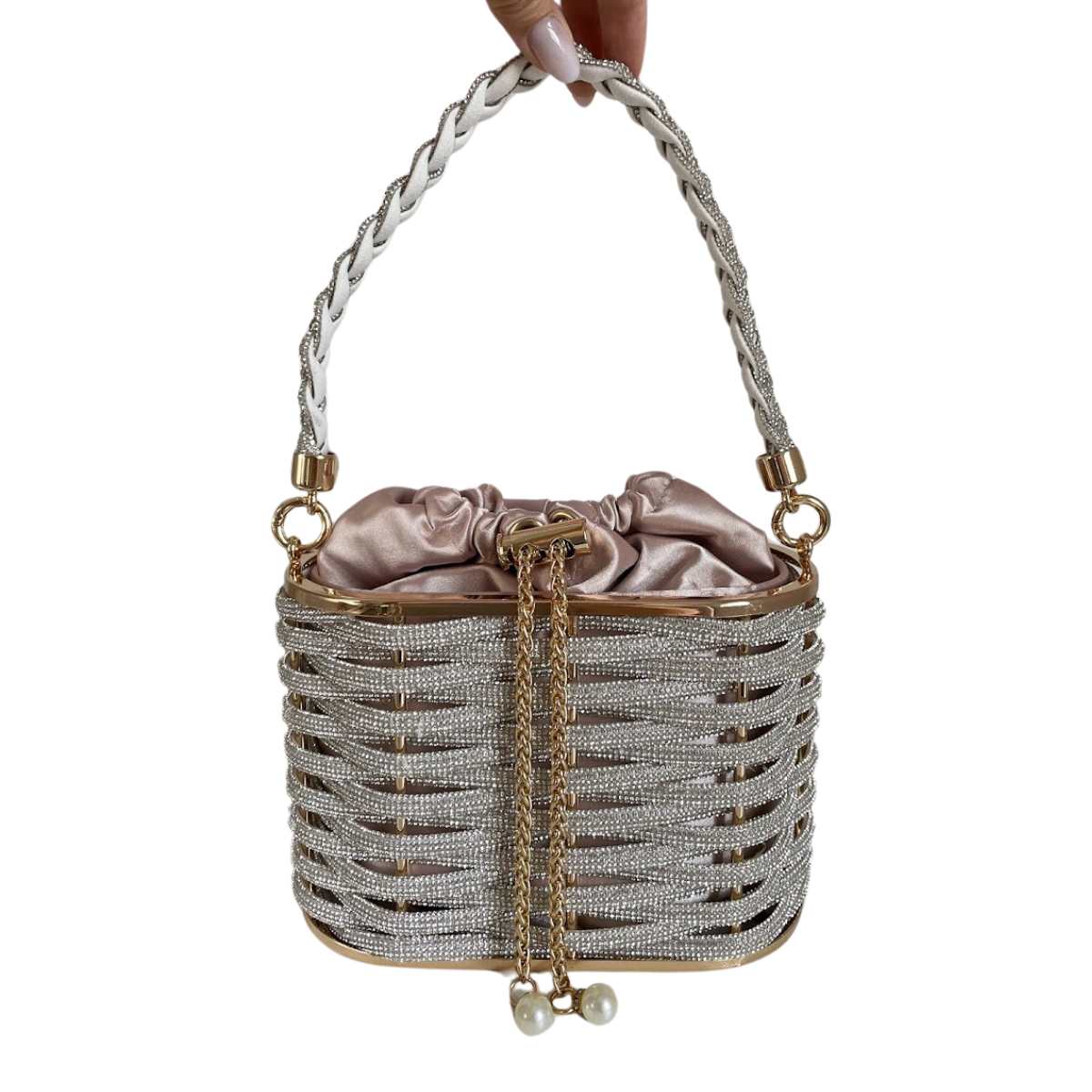 Bolsa de Festa Transversal Tecido Trançado Strass - ReUse