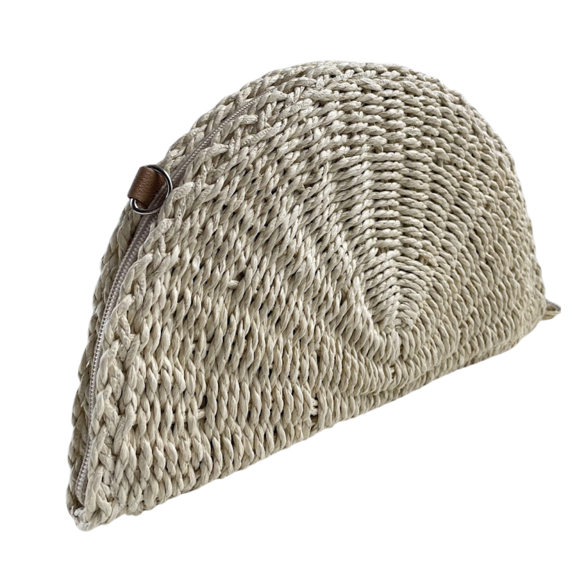 Bolsa Carteira Envelope de Palha Meia Lua Bege Claro