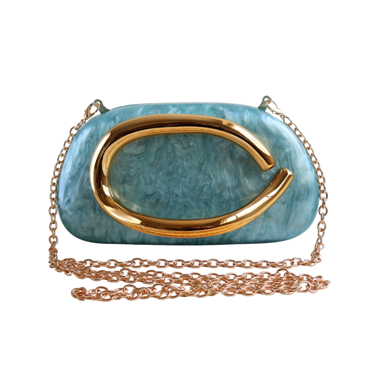 Bolsa de Festa Clutch Acrílico Perolada Azul