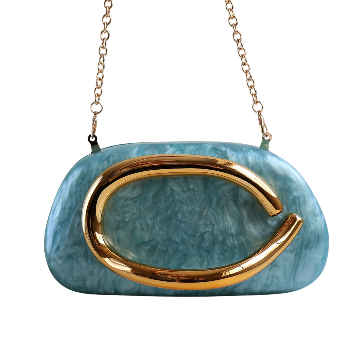 Bolsa de Festa Clutch Acrílico Perolada Azul