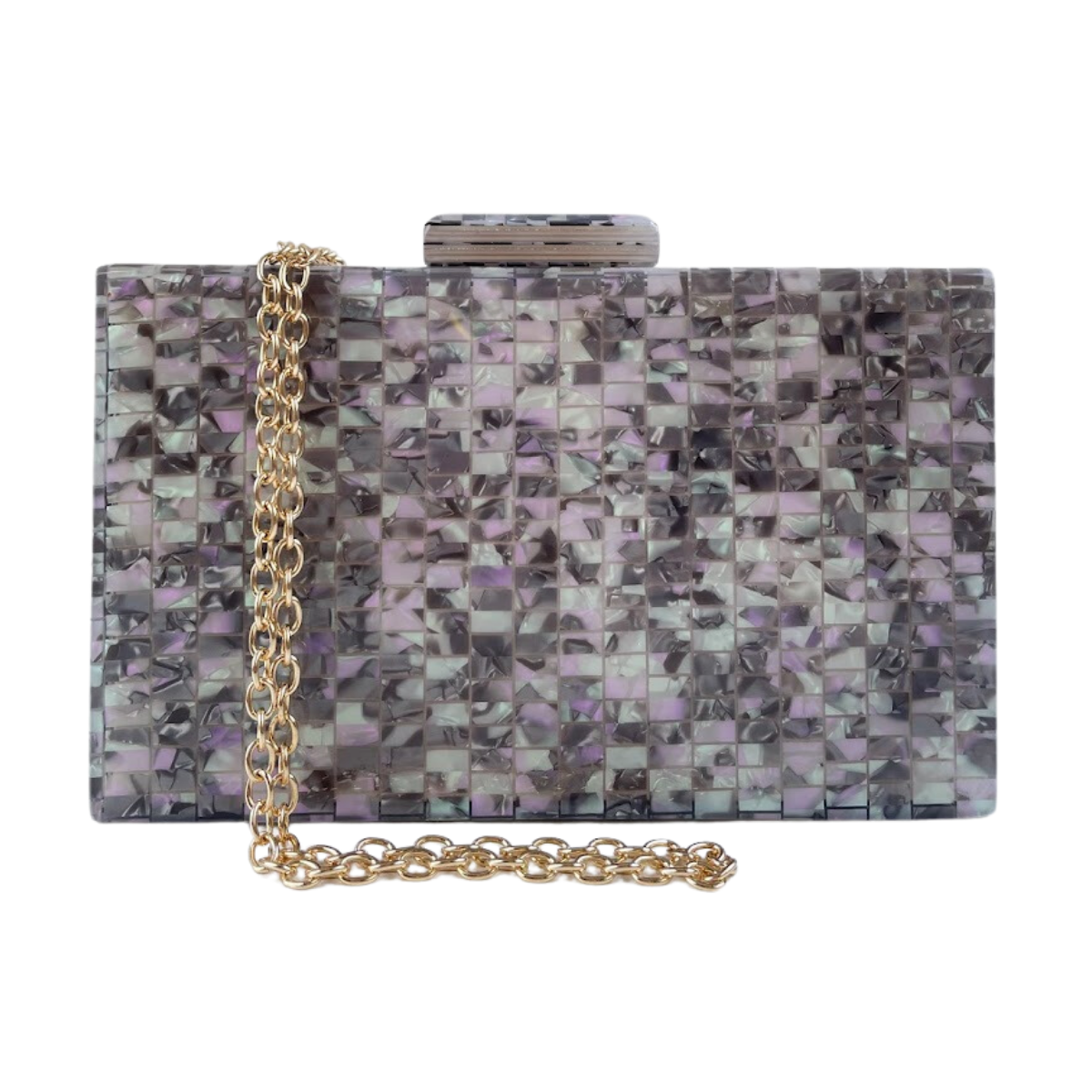 Bolsa de Festa Clutch Acrílico Perolada Cinza Escuro