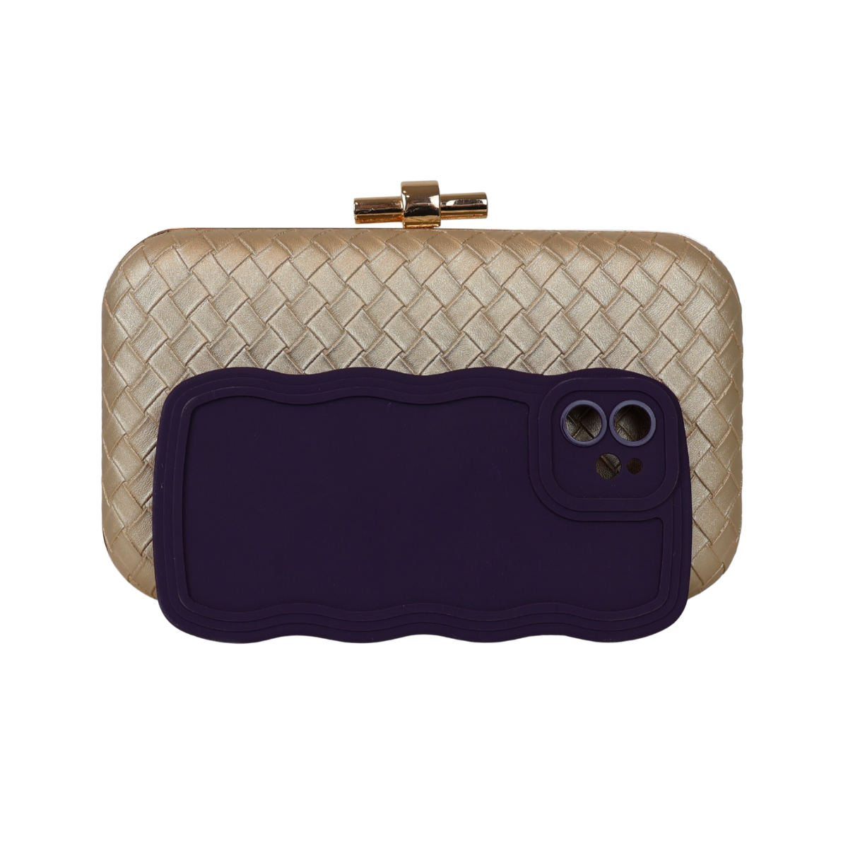 Bolsa Clutch Festa Tramas Dourada