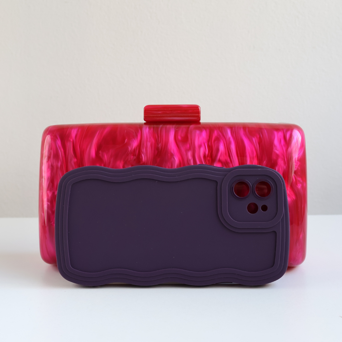 Bolsa de Festa Clutch Acrílico Perolada Marsala