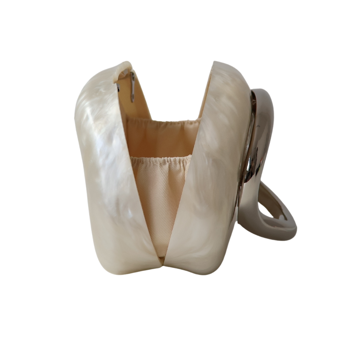 Bolsa de Festa Clutch Acrílico Perolada Off White