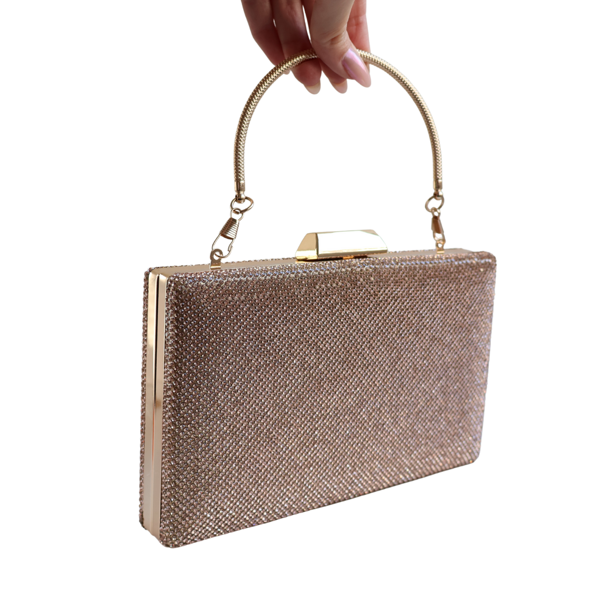 Bolsa Festa Clutch Brilho Rosê Gold