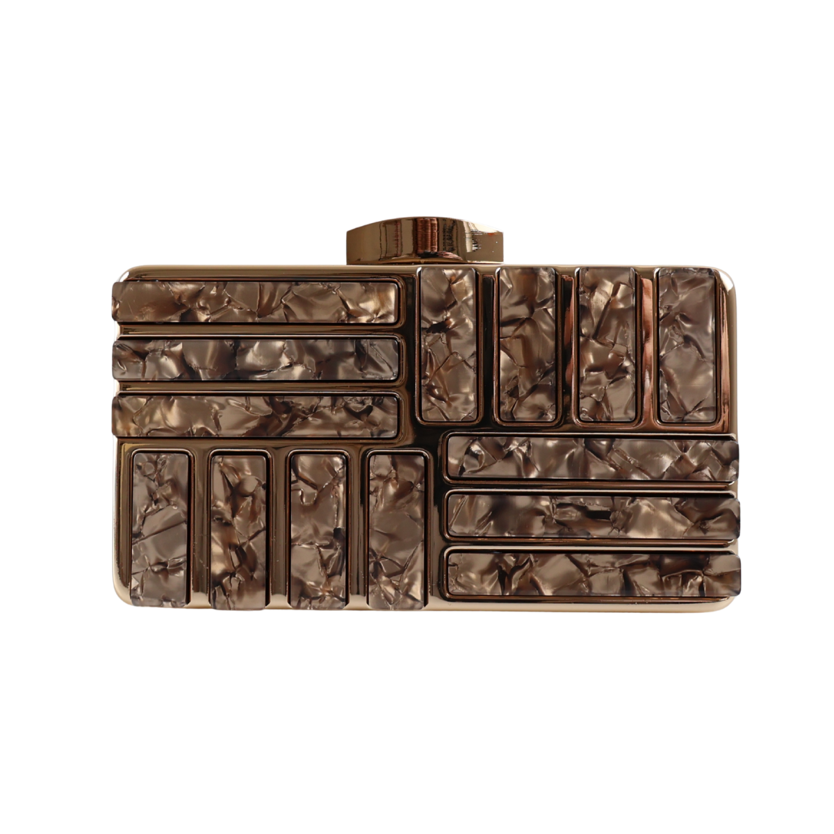 Bolsa de Festa Clutch Perolada Metalizada Bronze - ReUse