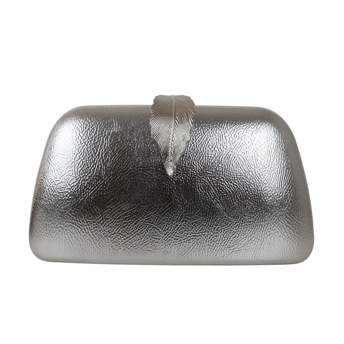 Bolsa Clutch Festa Fecho de Folha Prata