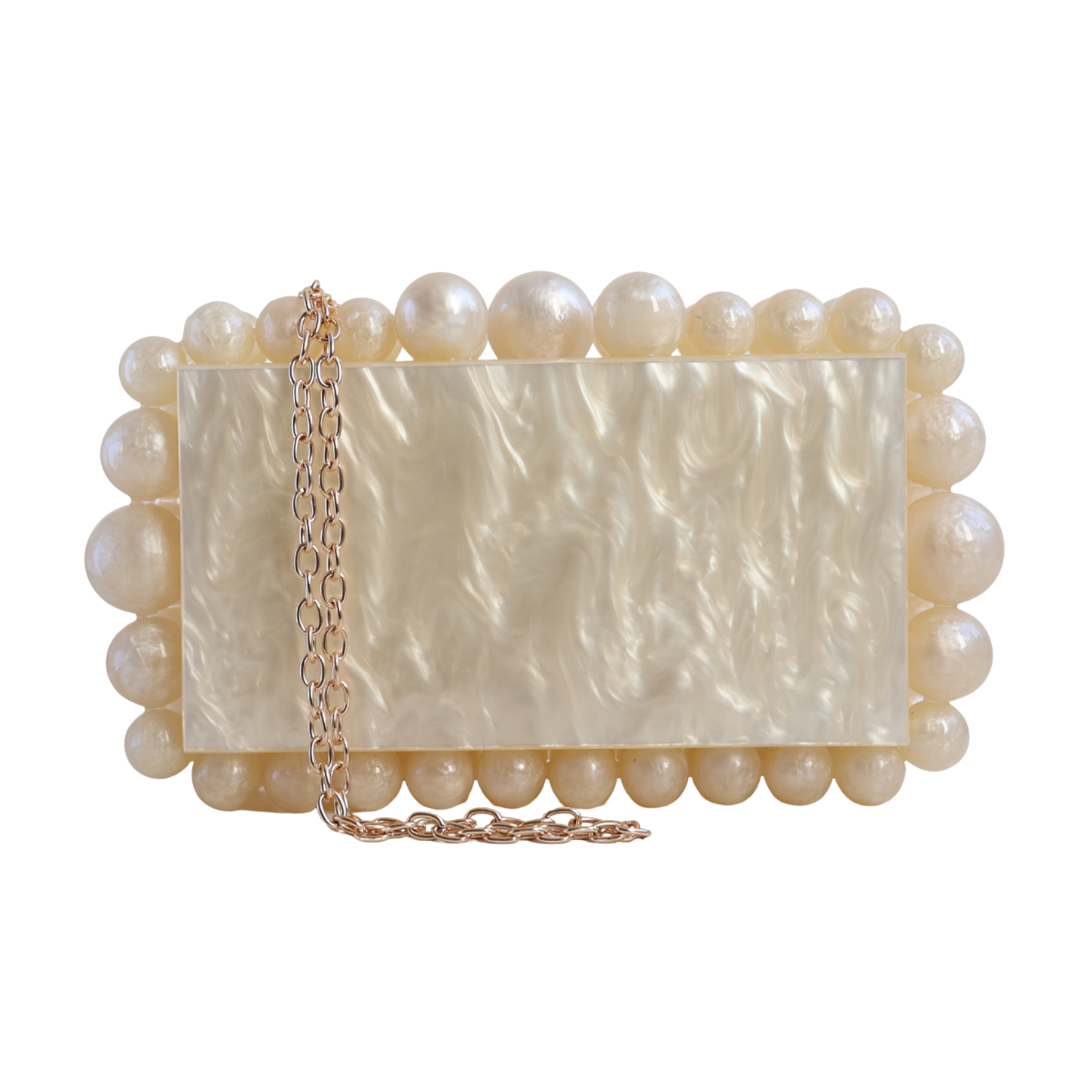 Bolsa de Festa Clutch Acrílico Bolas Pérola