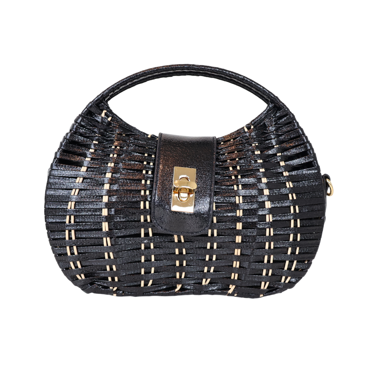 Bolsa de Mão Cesto em Vime Preta